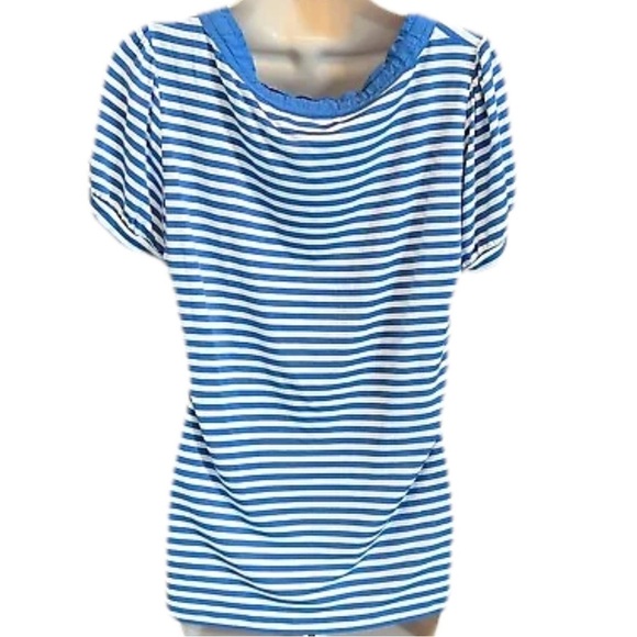 Michael Kors scoop neck striped short sleeve pullover top blouse large b… - Picture 2 of 6